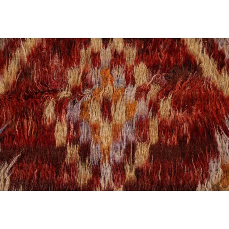 Hand Knotted Oriental 100% Wool Carpet Modern Tribal Red Moroccan Area Rug - 7' 8'' X 5' 8''