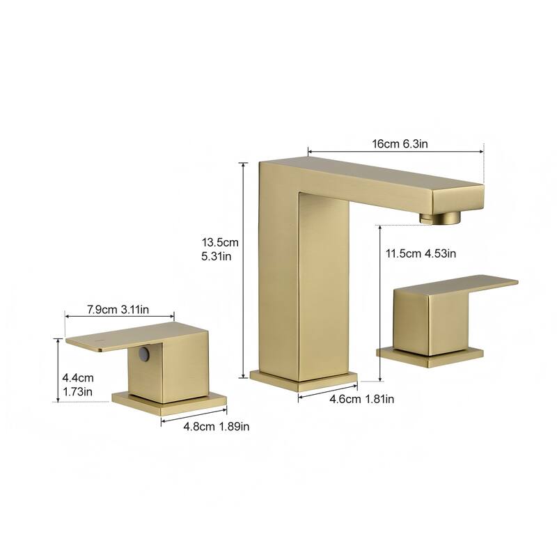 Brushed Gold Dual Handle 3 Holes Bathroom Faucet
