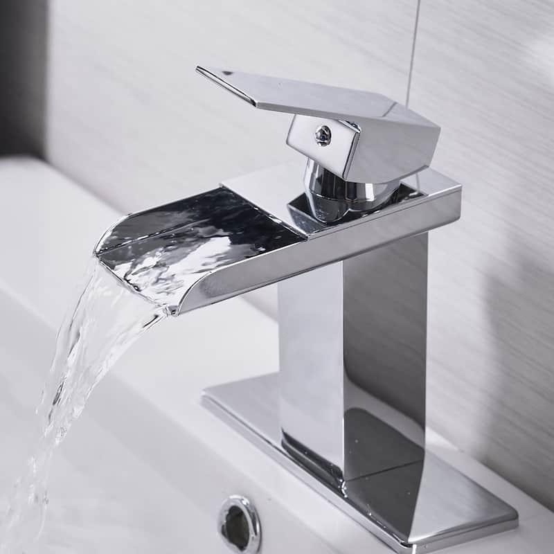 Waterfall Single Hole Chrome Bathroom Faucet with Drain Assembly - Chrome