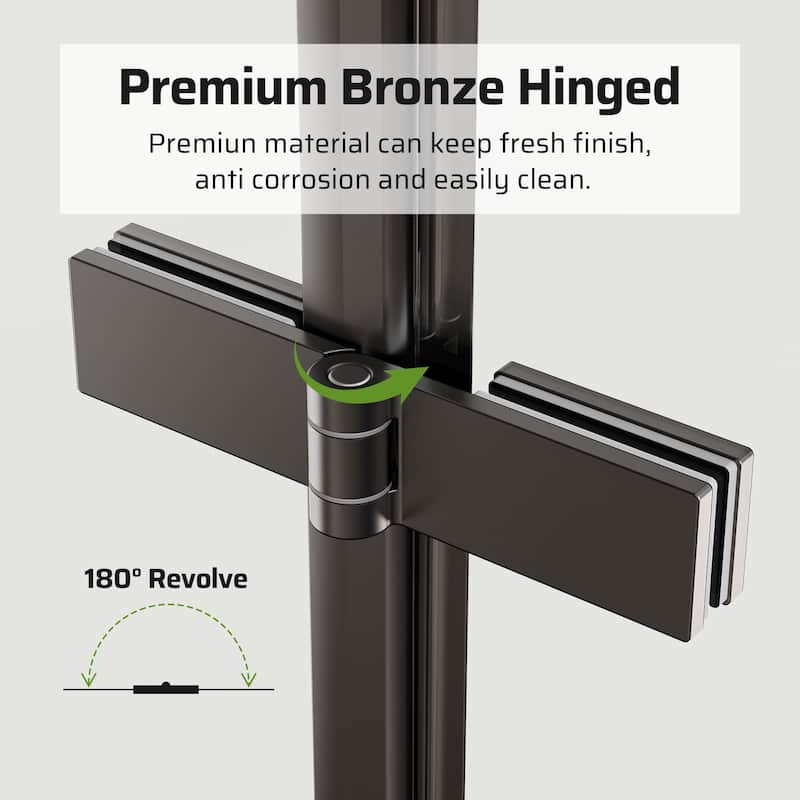 30"/32"/34" W x 72" H Frameless Folding Pivot Shower Door, 6mm Tempered Glass, Matte Black Bifold Bathroom Door