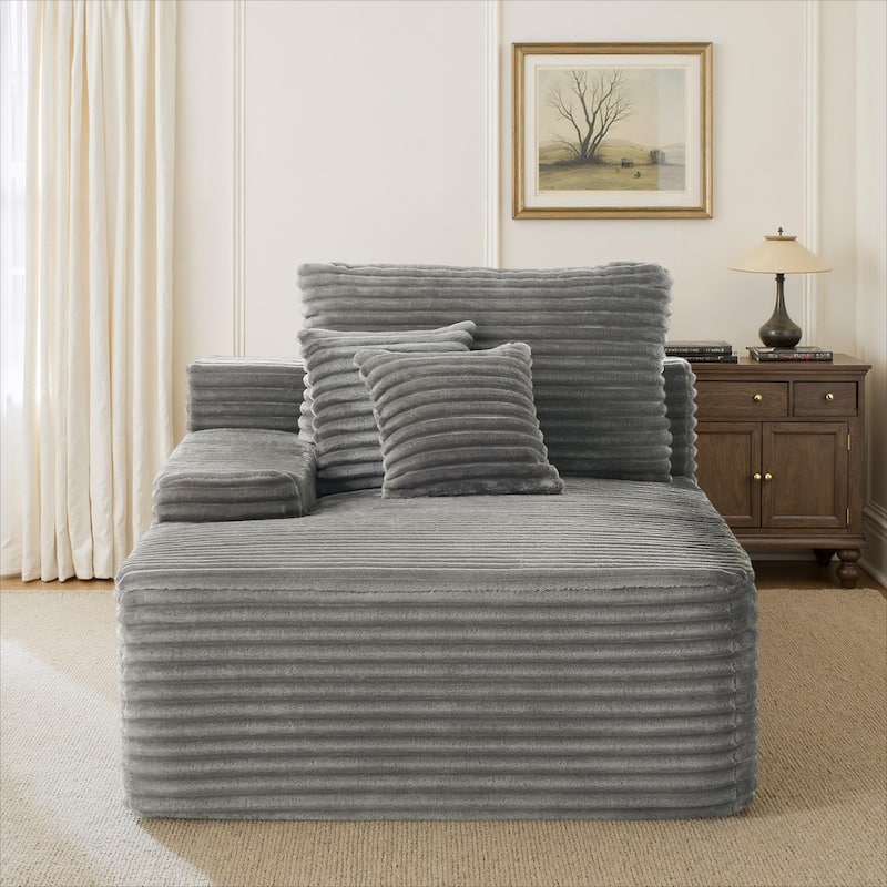 Upholstered Cloud Sectional Couch No Assembly Required L-Shape Chaise with Pillow - Light Grey-LeftFacing - Left Facing