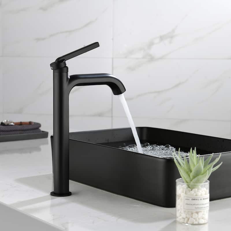 12 in.H Modern Matte Black/ Brushed Gold Single Handle Bathroom Faucet includes Hardware