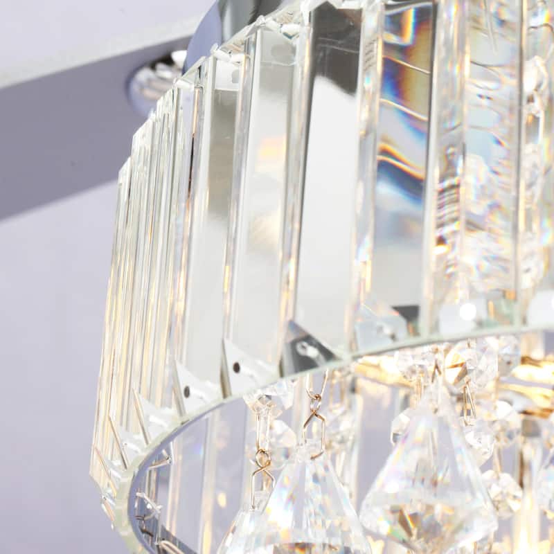 52" Chrome Downrod Mount Crystal Chandelier Ceiling Fan with Light and Remote Control - 52 in. W X 52 in. D X 20.5 in. H