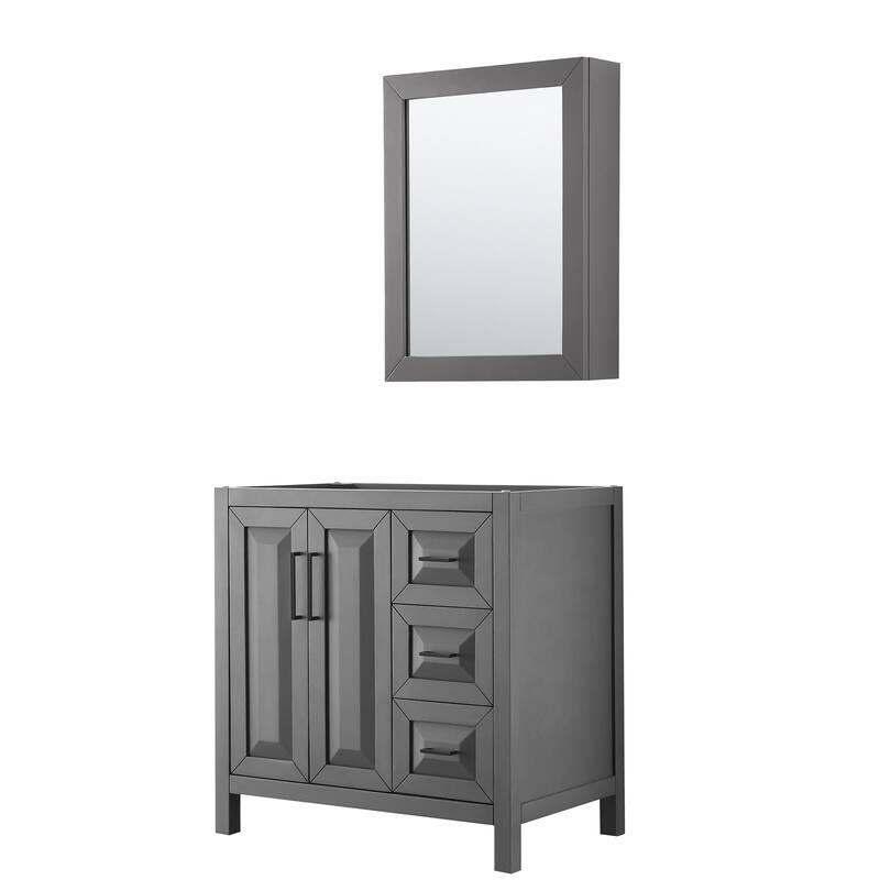 Wyndham Collection Daria 35" Single Free Standing Vanity Cabinet - - Dark Gray / Matte Black Hardware