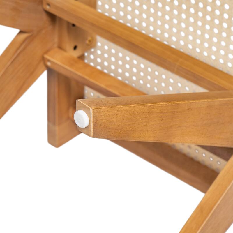 Rattan Dining Chair Set of 2, Armless Side Chairs with Wood Legs