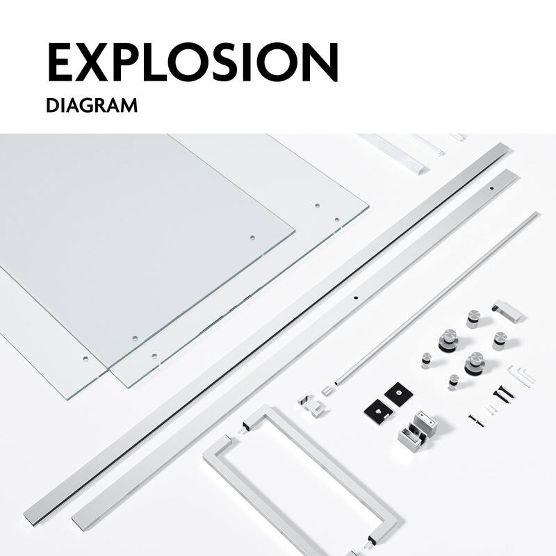 Glassic SI Series 44" - 48" W x 75" H Contemporary Frameless Single Sliding Shower Doors With 3/8" Clear Tempered Glass