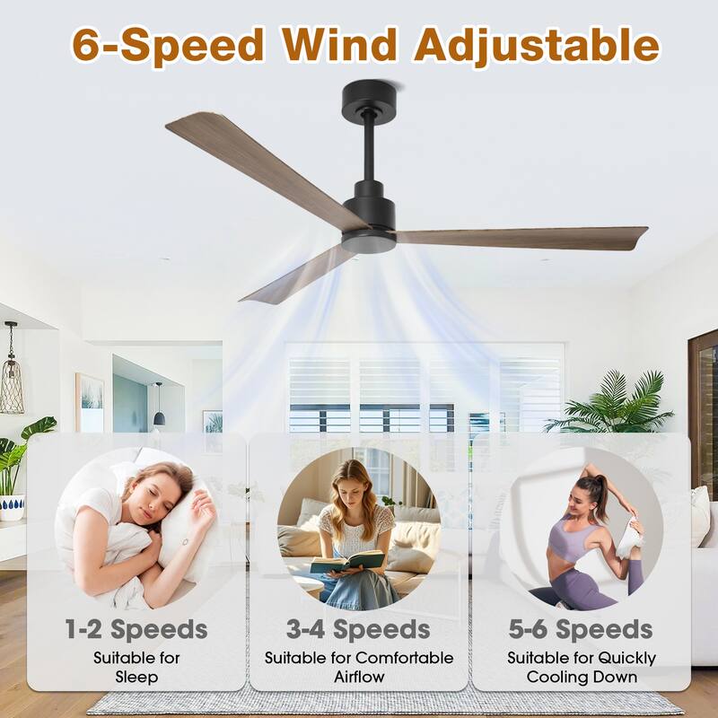 52" Matte Black Industrial Reversible DC Motor Ceiling Fan - 52" L x 52" W x 11.6" H