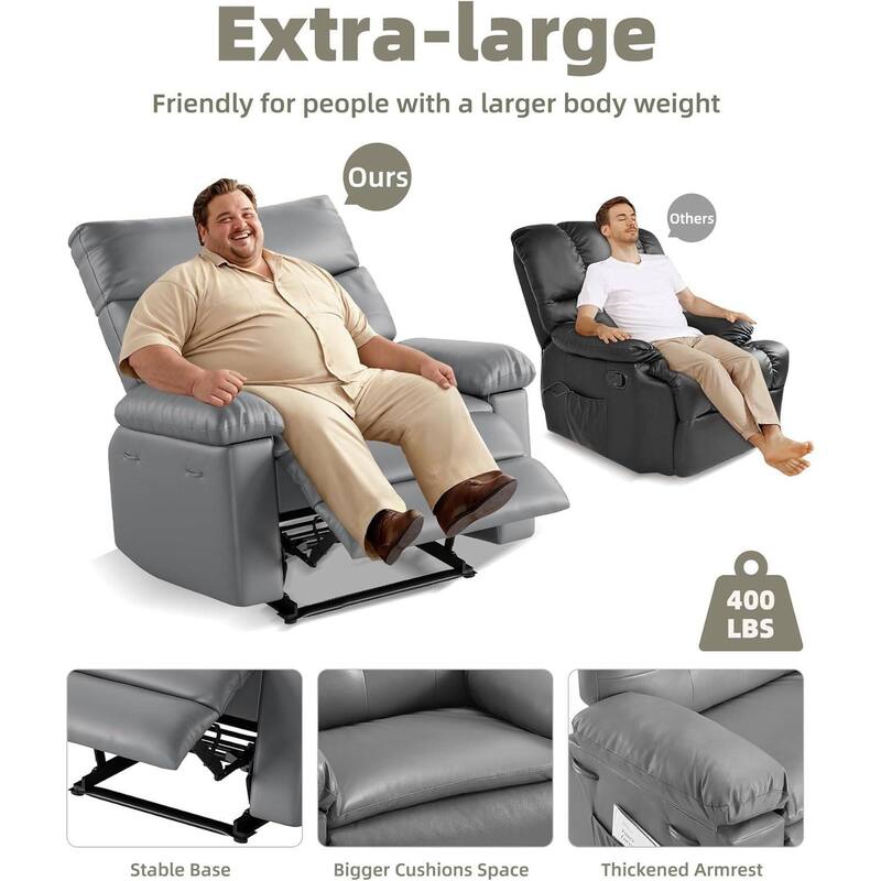 Extra Wide Manual Recliner Sofa Lazy Chair for Living Room, Bedroom