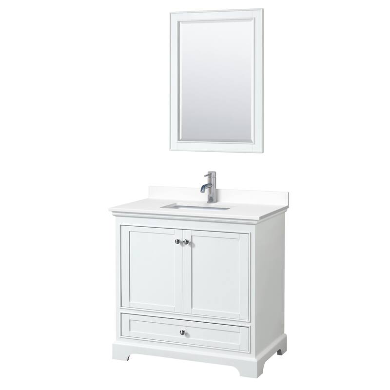 Wyndham Collection Deborah 36" Free Standing Single Basin Vanity Set - White / White Cultured Marble Top / Polished