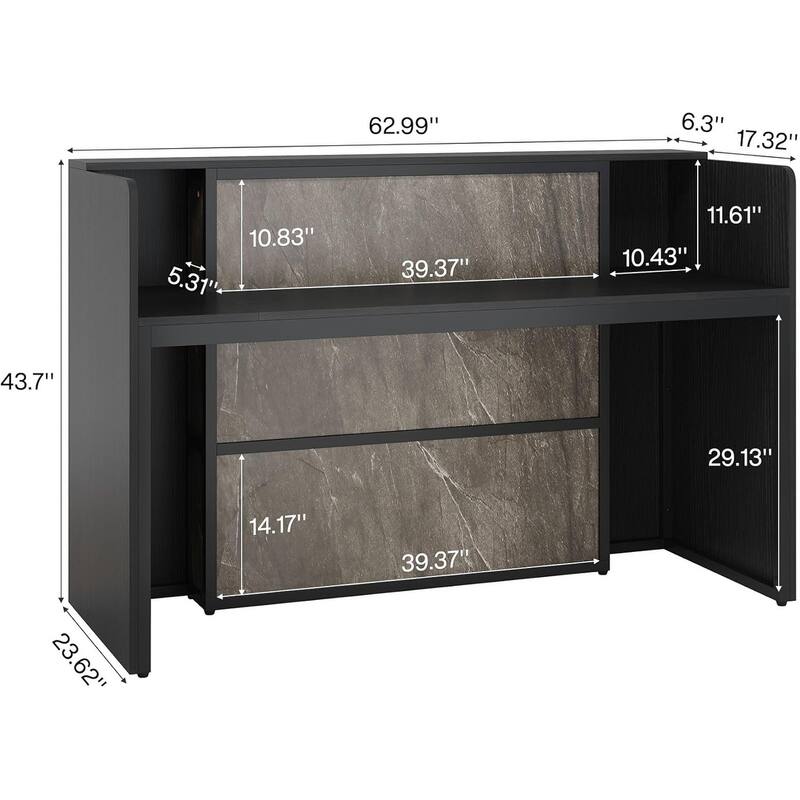 63" Reception Desk & Lectern Podium, Front/Checkout Counter & Conference Speaker Desk for Lobby, Retail, Church, Office