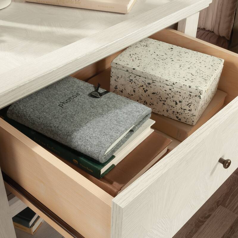 Wood Nightstand with Chic Storage, White