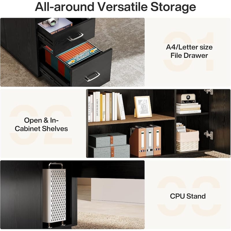 85.8" L-Shaped Executive Desk, Extra Large Office Desk with Drawers