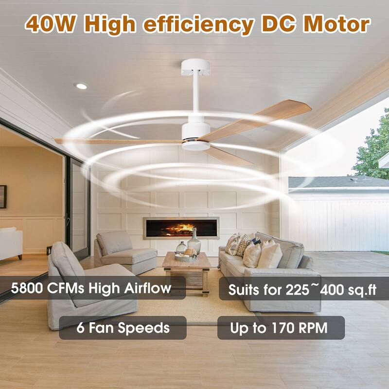 52" Matte Black Industrial Reversible DC Motor Ceiling Fan - 52" L x 52" W x 11.6" H