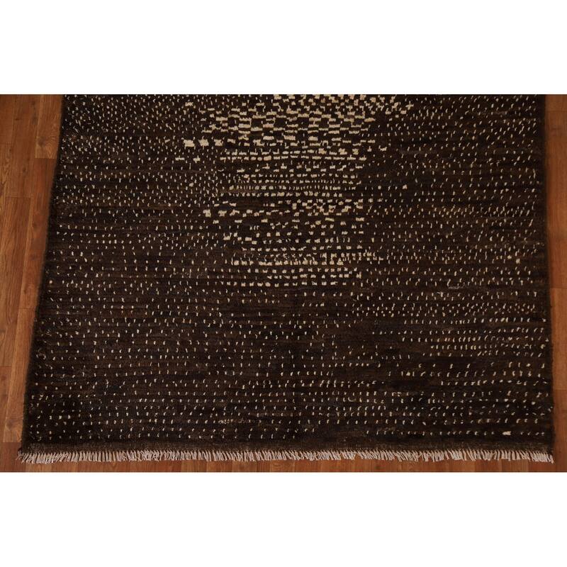 Hand Knotted Oriental 100% Wool Carpet Tribal Tribal Brown Moroccan Area Rug - 7' 11'' X 5' 8''