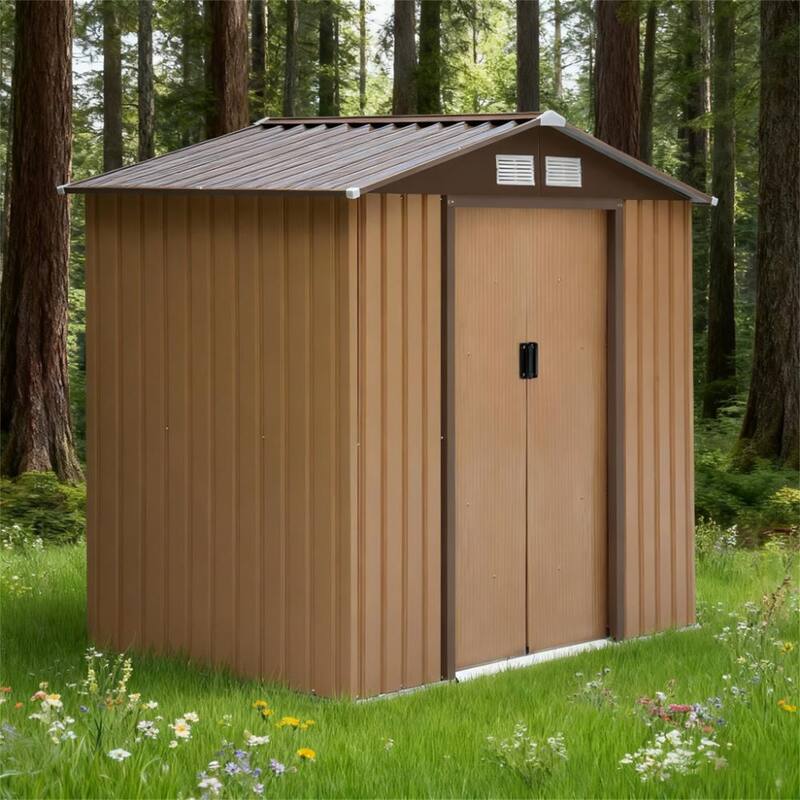 7' x 4' Outdoor Storage Shed, Garden Tool House w/ Foundation Kit Vents