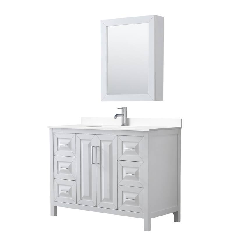 Wyndham Collection Daria 48" Free Standing Single Basin Vanity Set - White / White Cultured Marble Top / Polished