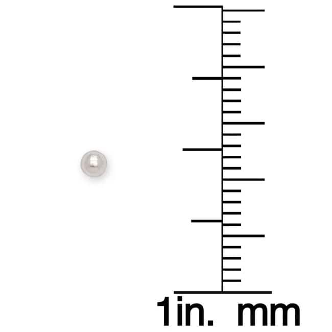 Curata 14k White Gold Polished Ball Classic Stud Earrings - 2mm-10mm