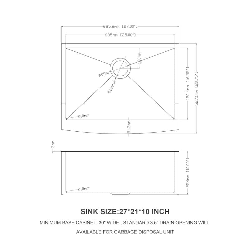 27 inch Farmhouse Kitchen Sink Gunmetal Black Apron Front 16 Gauge Stainless Steel Deep Single Bowl Kitchen Farm Sinks