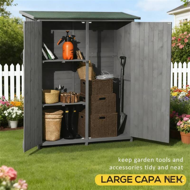 Wooden Garden Storage Garden Shed Utility Tool Organizer with Waterproof Asphalt Rood