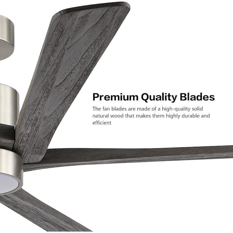 54" Brushed Nickel Aero Blade Ceiling Fan with LED Light and Remote - Brushed Nickel - 54"D x 54"W x 21"H