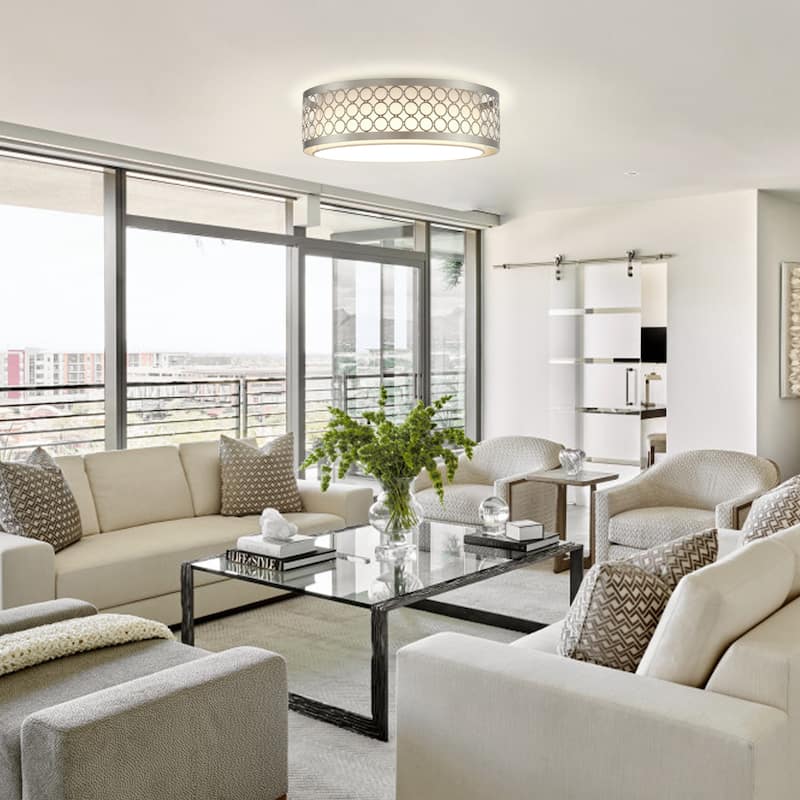 3-Light Gold Modern Drum Flush Mount Ceiling Light