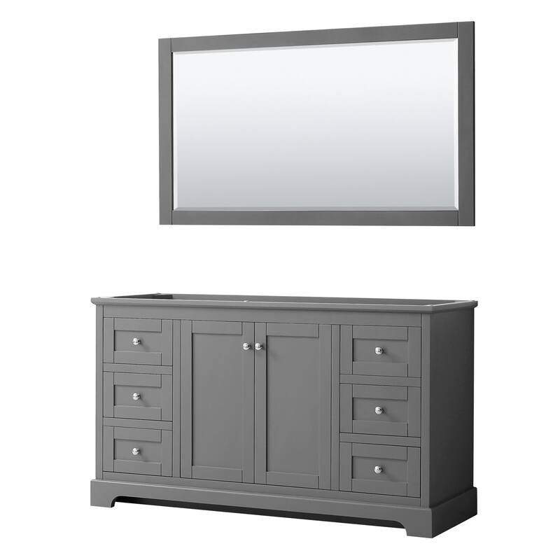 Wyndham Collection Avery 60" Single Free Standing Vanity Cabinet - - Dark Gray / Polished Chrome Hardware