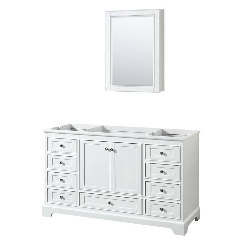 Wyndham Collection Deborah 59-1/4" Free Standing Single Wood Vanity - White / Polished Chrome Hardware