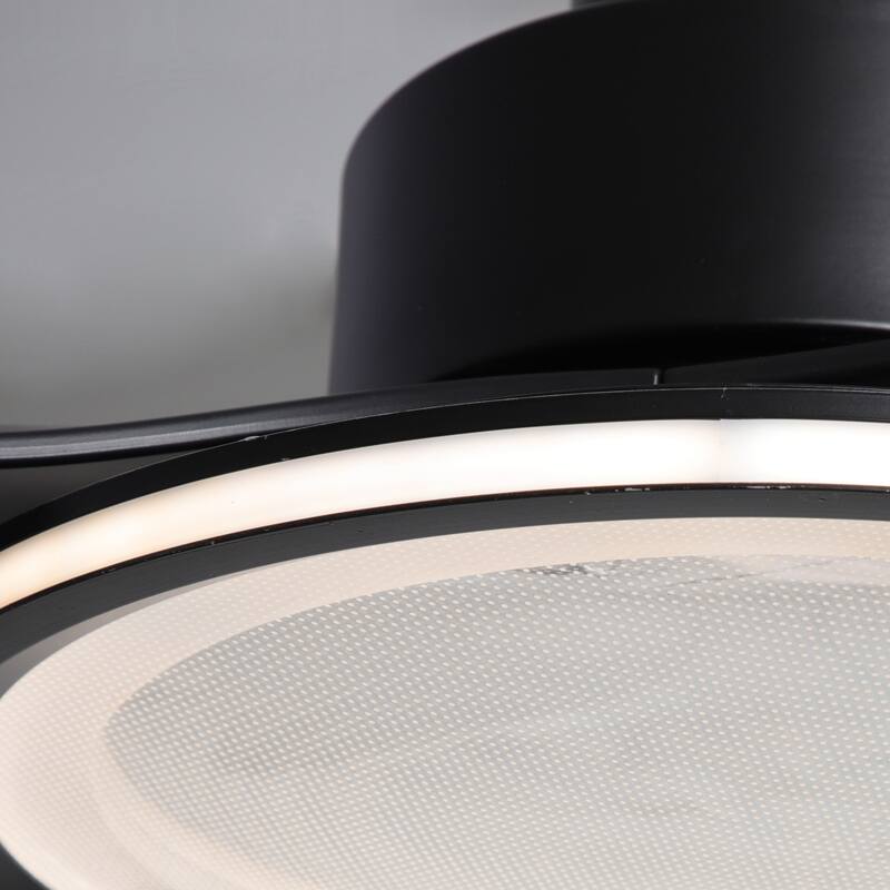 52-inch Matte Black Modern LED Ceiling Fan with Downrod and Remote