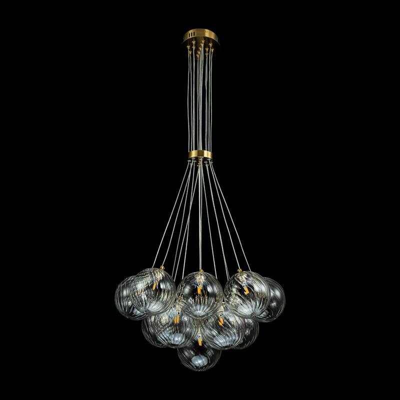 13/ 19-Light Modern Glam Gold Sputnik Cluster Swirled Glass Globe Bubble Chandelier for Dining Room