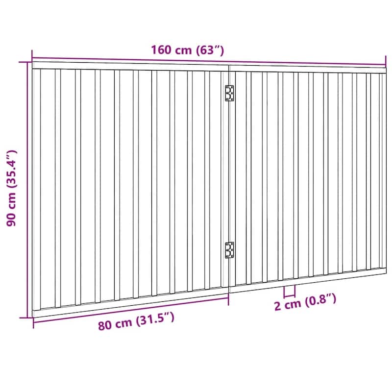 vidaXL Dog Gate Set of 2 Brown Solid Poplar wood 63 in long Foldable