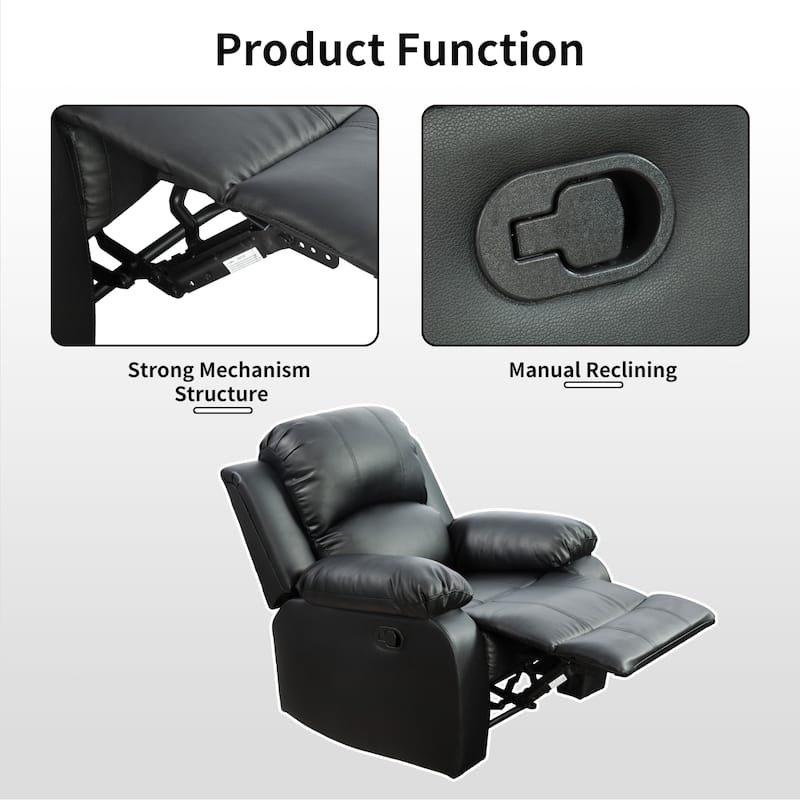 Black Semi PU And PVC 3-Piece Couch Living Room Sofa Set