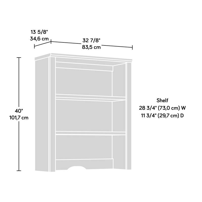 Wood Library Hutch with Adjustable Shelves, Brown - 32.87" W x 13.62" D x 40.04" H