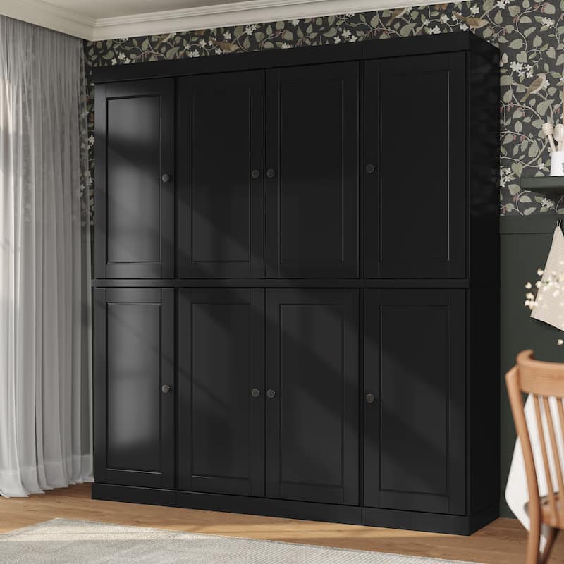 Palace Imports 100% Solid Wood Kitchen China Cabinet Pantry with Glass or Solid Wood Doors and 2-Drawer Kit - 65" x 71.5"
