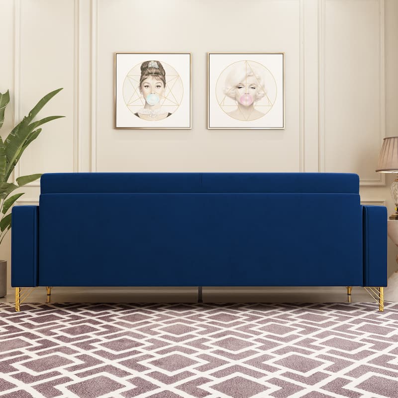 Modern Tufted Velvet Loveseat Upholstered Sofa with Removable Cushions and Pillows - 85.63 in.D x 30.31 in.W x 30.51 in.H