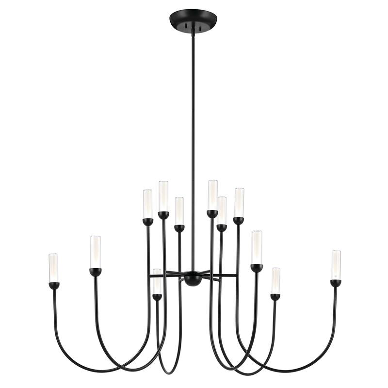 Moraine 50 Inch LED 12 Light 2-Tier Chandelier in Black