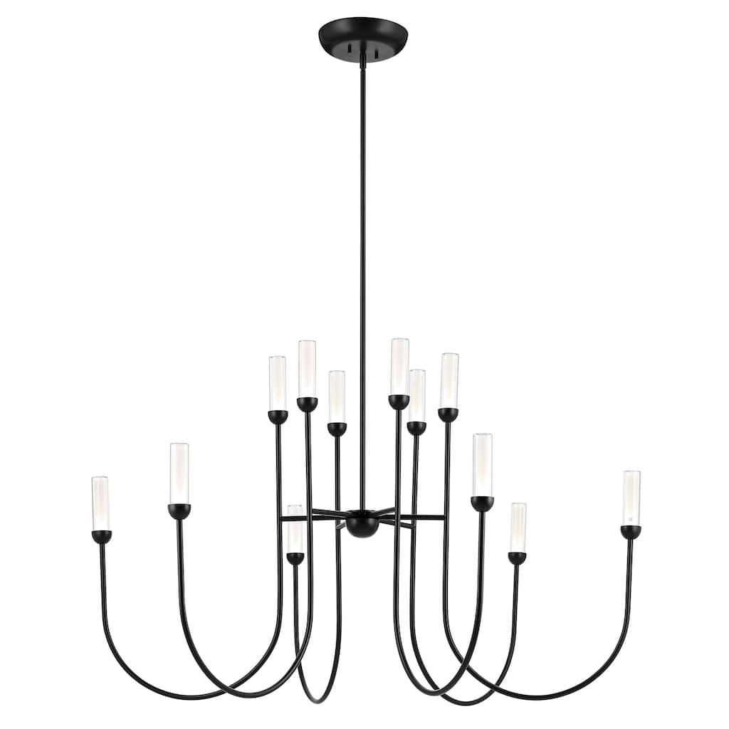 Moraine 50 Inch LED 12 Light 2-Tier Chandelier in Black