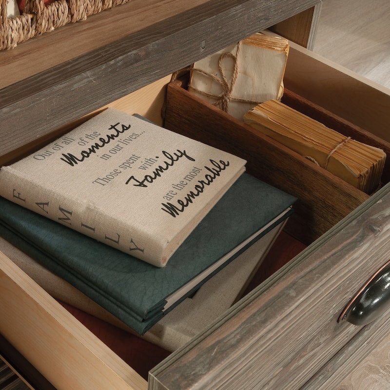 Wood Bookcase with Drawers, Brown - 46.06" W x 16.93" D x 61.30" H