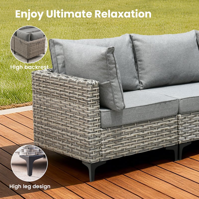 HOOOWOOO 7-piece Rattan Patio Furniture Sectional Set