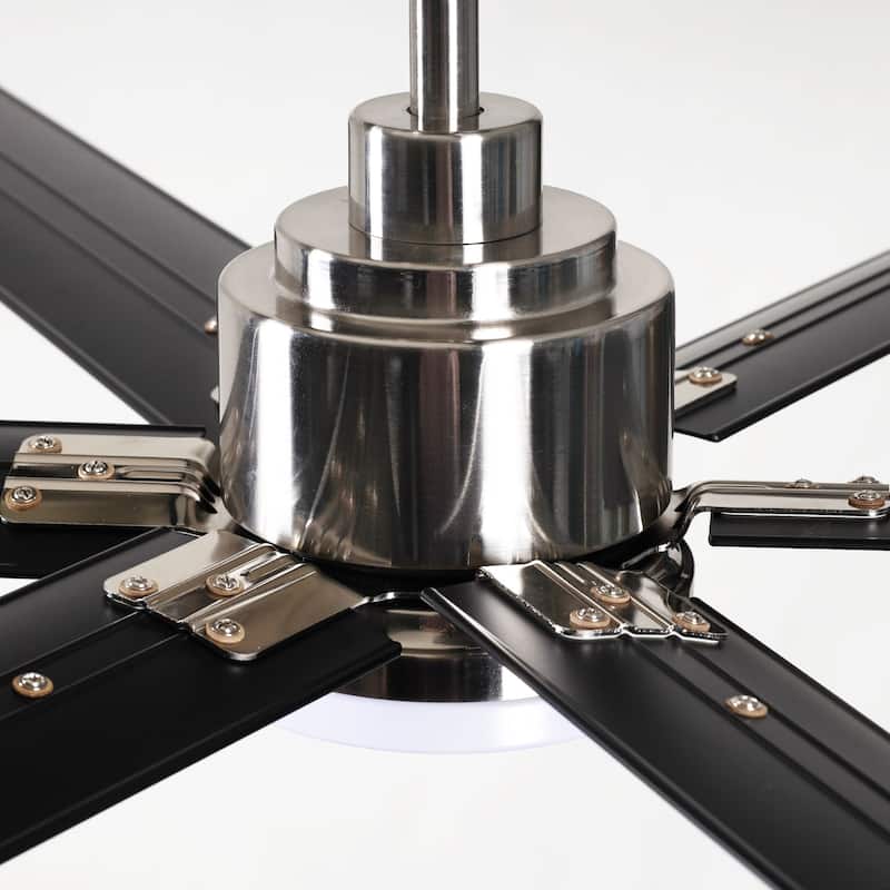 72" Integrated LED Brushed Chrome Ceiling Fan with Light and Remote Control - 72" W x 72" D x 17.8" H