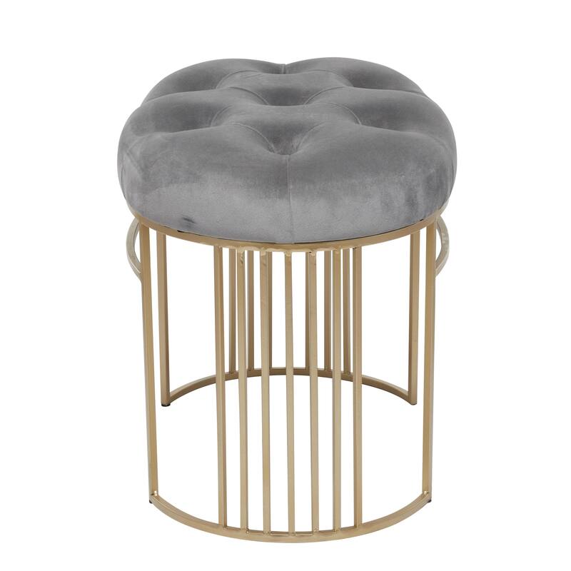 White, Black or Gray Velvet Tufted Home Bench with Gold Metal Legs