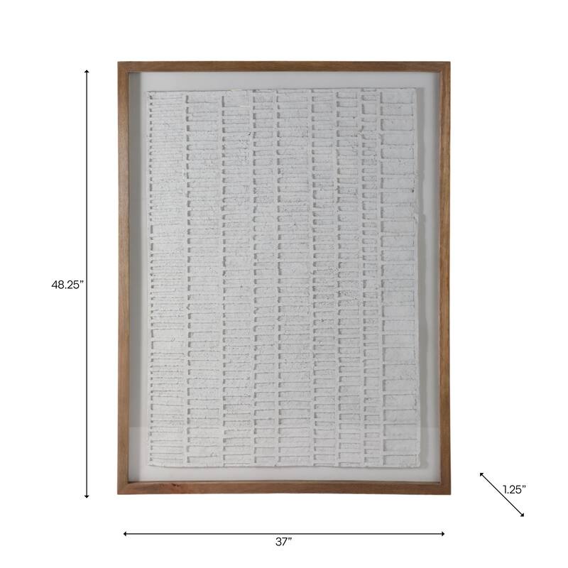 Paper Mache Wooden Frame Glass Wall Art - Ivory, 37x48 in.