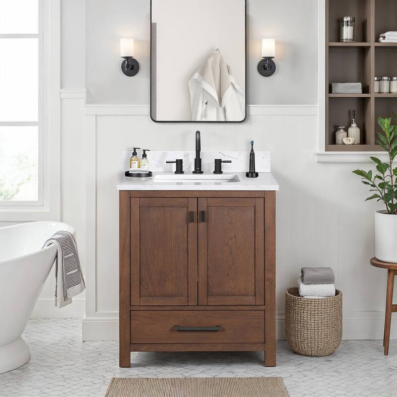Avanity Modero 30 in. Single Sink Bathroom Vanity with Engineered Stone Top - 31"W x 22"D x 35"H