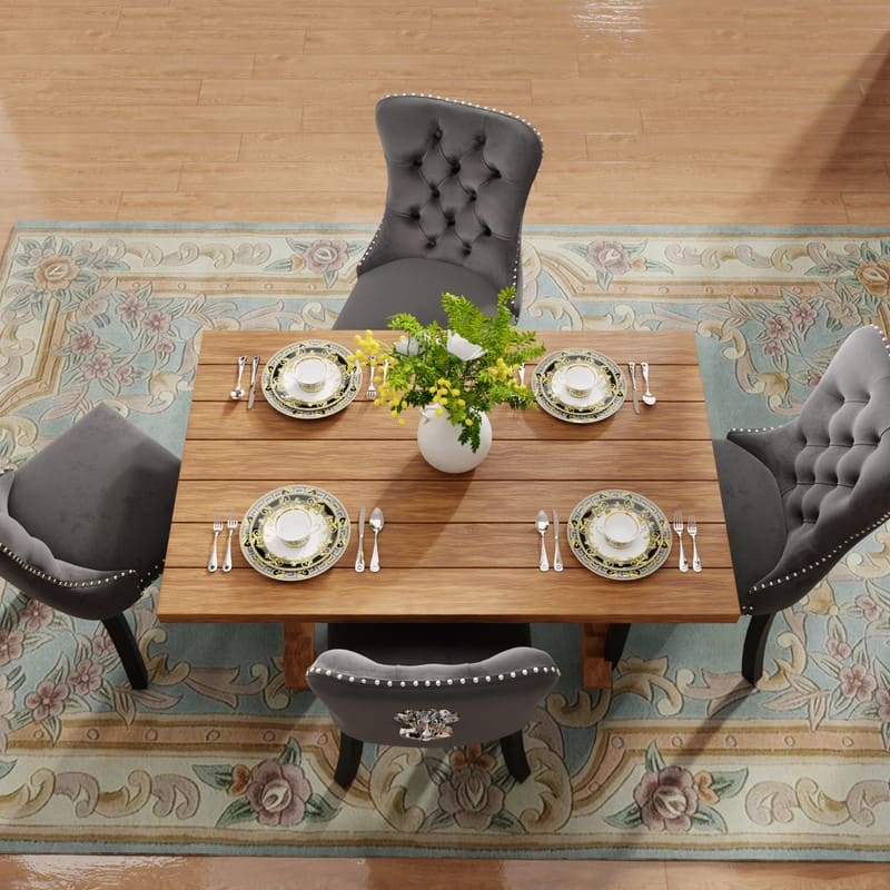 Solid Wood Velvet Upholstered Dining Chair Set of 6