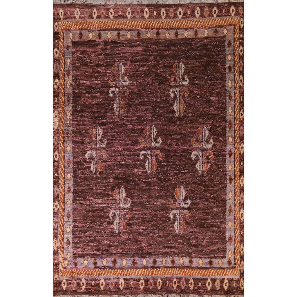Hand Knotted Oriental 100% Wool Carpet Modern Geometric Pink Moroccan Area Rug - 8' 1'' X 5' 8''