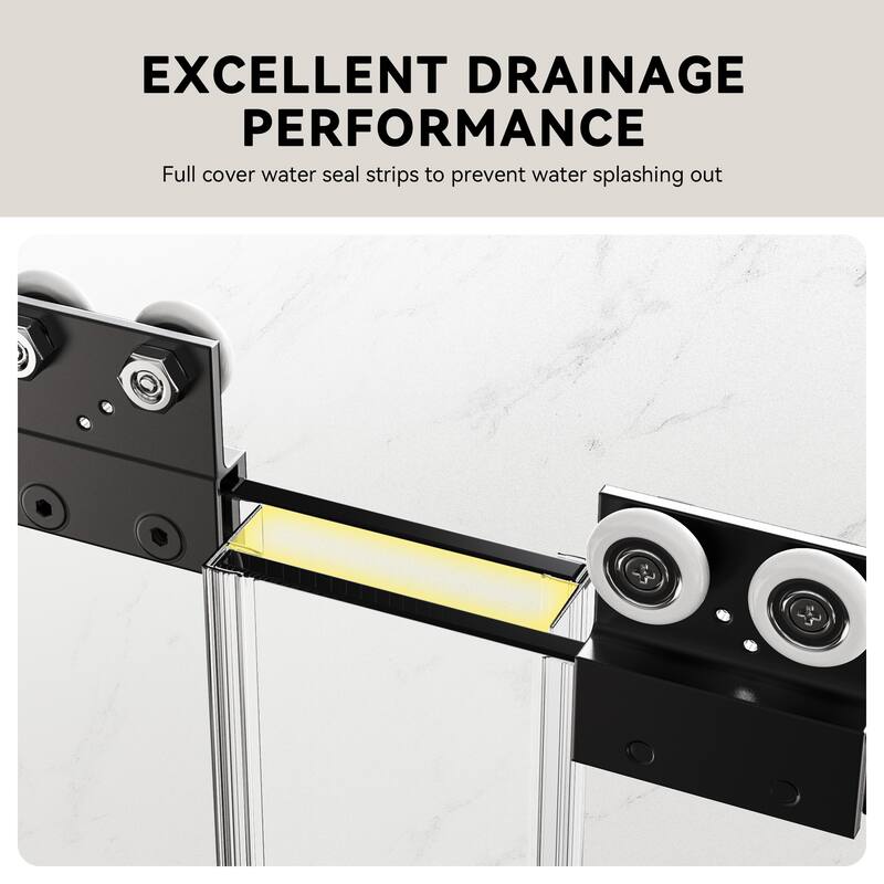 56-60" Semi-Frameless Double Sliding Tub Door, 6mm Tempered Glass Bypass Bathtub Shower Enclosure - 60x58"