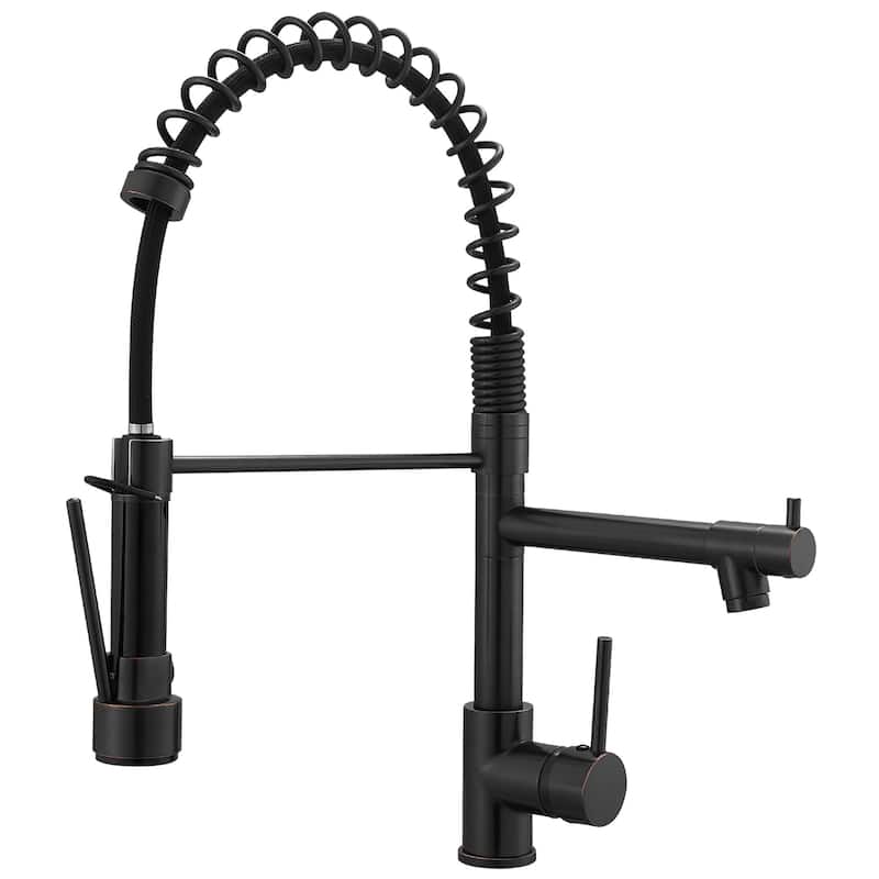 Modern Matte Black Pull-down 2-Function Kitchen Sink Faucet - 9.25''W x 19.48''H