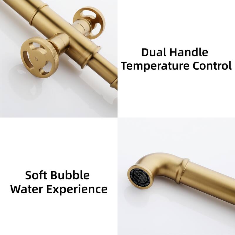 Modland Single Hole Bathroom Faucet with Dual Handle Deck Mounted Faucet 360° Swivel Spout