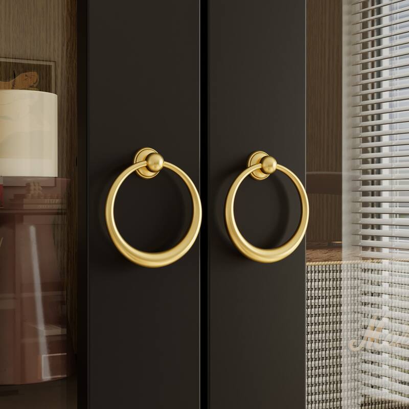 Bookshelves Black Display Cabinet with Glass Doors, Wood Grain Back, Metal Corner Accents - 66.1"x74.8"