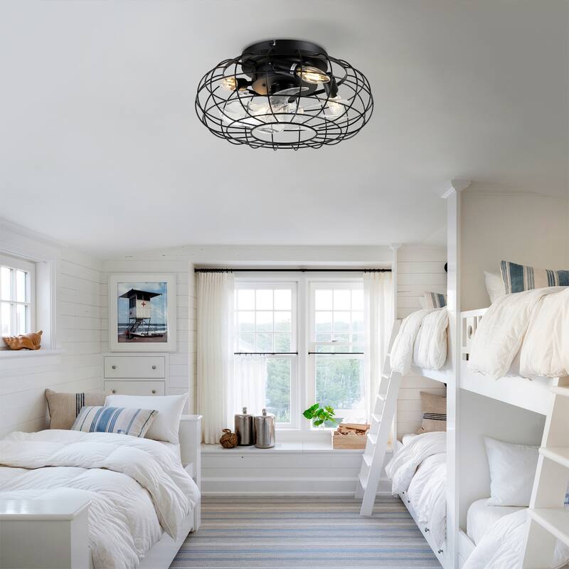 20" Low Profile Bladeless Ceiling Fan with Lights Kit and Remote 6 Wind Speeds Reversible Ceiling Fan(No Included Bulbs)