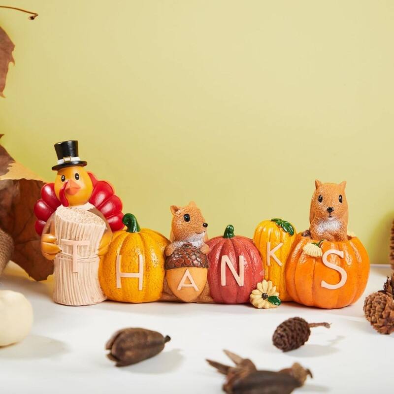 Joyfy Thanksgiving Pumpkin Turkey Figurine Tabletop
